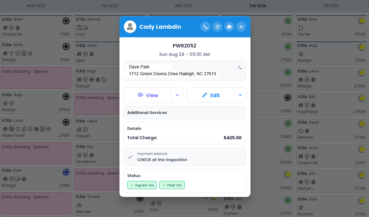 POWRsoft Scheduler — appointment management dashboard